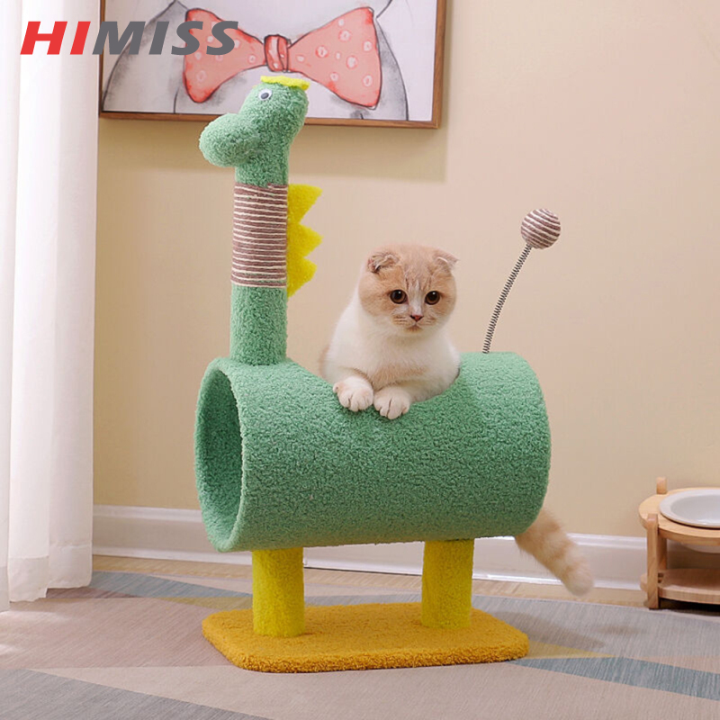 HIMISS Cat Tree For Indoor Kitten Cat Condo Tunnel Bed With Cotton Rope Scratching Posts Kitty Plush Cylinder Nest With Spring Ball ราคา 1,098 บาท*ส่งฟรี