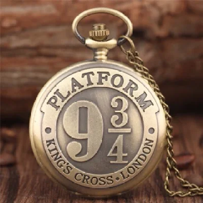 Bronze/Black/Gold Harry Potter 9 3/4 Platform Men Women Quartz Pocket Watch Kids Gift Chain