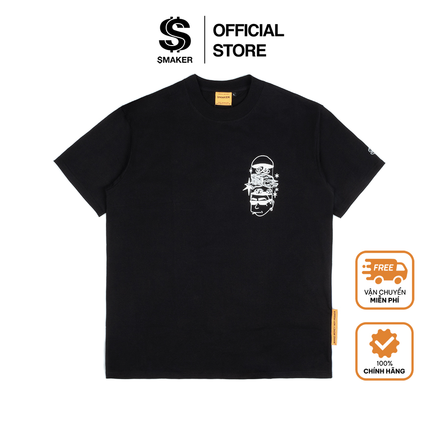 Áo thun cotton unisex nam nữ màu đen in hình andree right hand- money on my mind tee in black