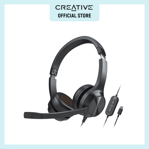 Creative Chat USB On-Ear Headset with Swivel-to-Mute Noise-Cancelling Boom Mic, Mic-Monitoring, SmartComms Kit, Playback and Calls Control for PC, Mac, Consoles Singapore