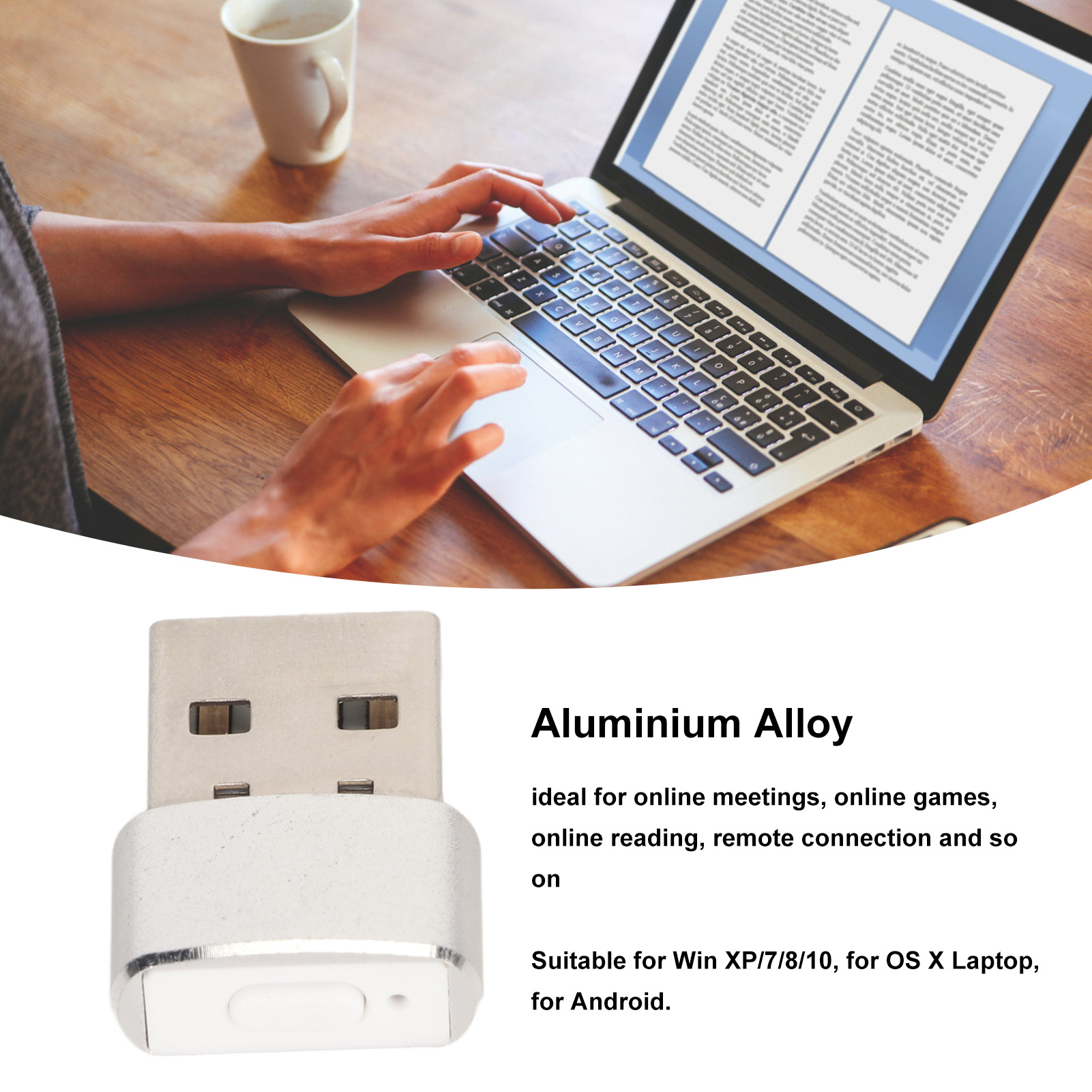 Chuột jiggler 2 chế độ giữ màn hình hoạt động chuyển đổi plug and play chuột mini Shaker trò chơi họp trình bày (Bạc)
