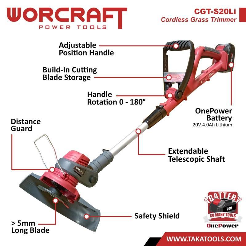 Worcraft OnePower Cordless Grass Trimmer (Tool Only, without battery and charger)