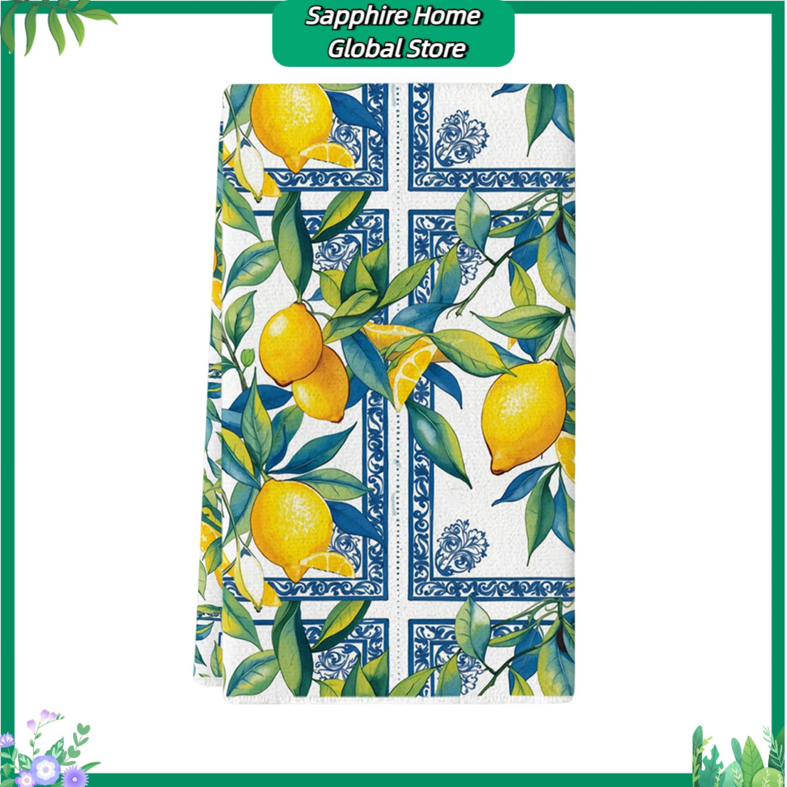 romaine Lemon Print Dish Towel Multi-purpose Kitchen Rag Lemon Kitchen Towel Microfiber Absorbent Dish Cloth Farmhouse Style Hand Towel for Kitchen Bathroom Party Decor – Quick Dry Durable Multipurpose - 2