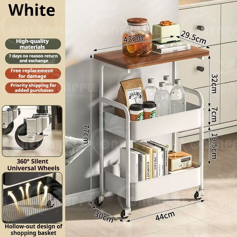 【2in1 Table】ONEAPPLE Troli Dapur Sofa Bedroom Storage Rack Meja Kecil Tepi Katil Office Cart Trolley Side Table 可移动小桌