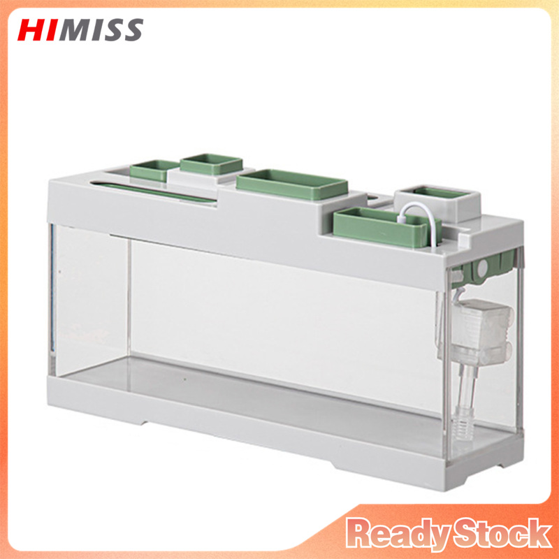 Tabletop Transparent Fish Tank, Acrylic Storage Fish Tank With Lid, Integrated Silent Aquarium With Light, Storage Compartment, 3 Type-C Interfaces ราคา 889 บาท*ส่งฟรี