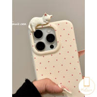 MissConnie Luxury Lychee Leather Case Compatible for IPhone 11 Pro Max 16 13 14 15 12 Pro Max 12 Pro 16 Pro 15 Pro 15 16 14 Plus Cute Lying Down Kitten Creative Homemade Cat 3 Dolls