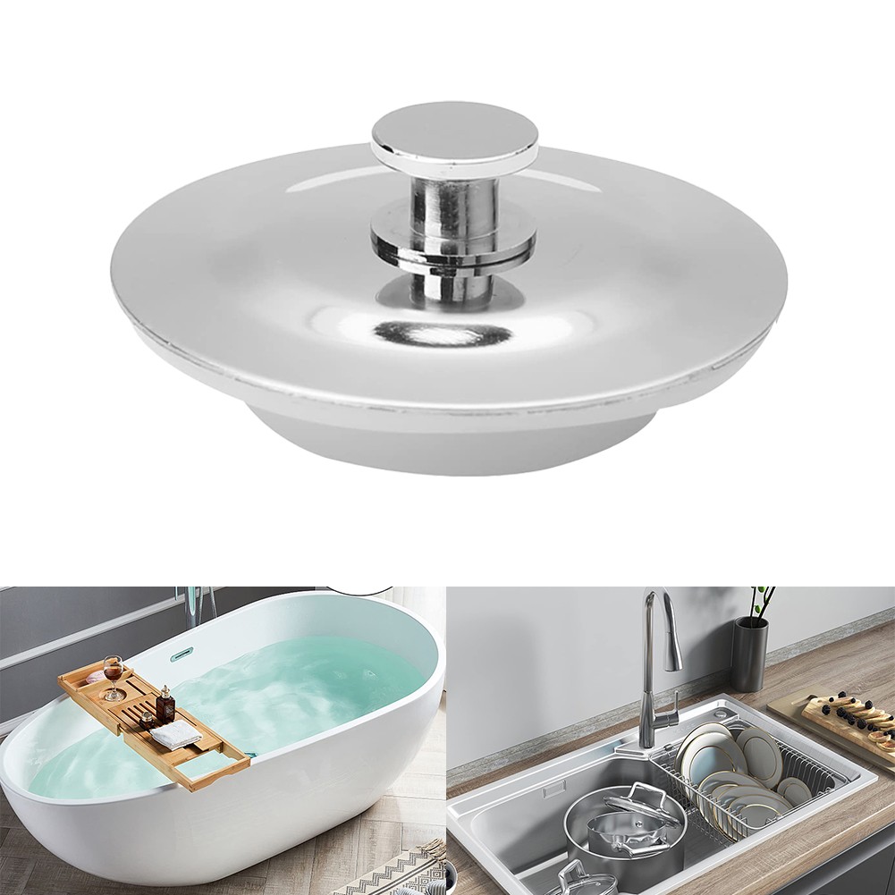 【Unirax】 dễ dàng di chuyển ống xả bồn rửa mặt cắm kim loại hộ gia đình và phích cắm chìm bạc Silicone 【hàng có sẵn】