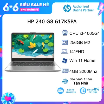 [Voucher 1 triệu] Laptop HP 240 G8 617K5PA i3-1005G1| 4GB| 256GB| OB| 14″FHD| Win11 (Xám bạc)