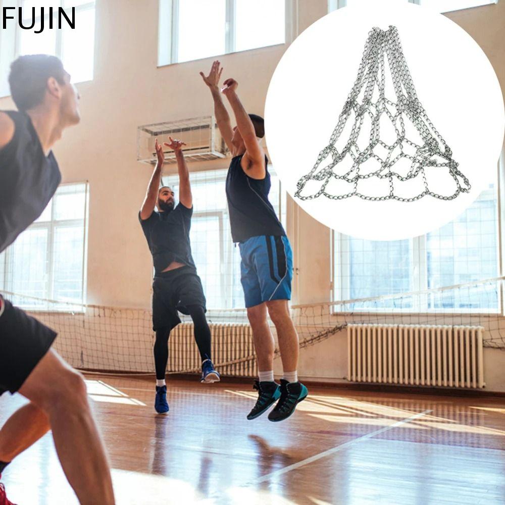 FUJIN Thép mạ kẽm Lưới bóng rổ kim loại Dây chuyền kim loại Khung giỏ Lưới bóng rổ bằng thép Bền Vành thể thao Lưới mục tiêu bóng rổ Sân ngoài trời
