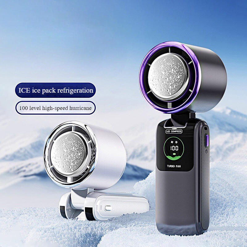 Romoss Quạt mini cầm tay gấp gọn làm lạnh bán dẫn Quạt cầm tay 6000mAh tốc độ 100 turbofan có thể sạc qua USB kỹ thuật số LED quạt nhỏ Quạt di động quạt tích điện mini quạt cầm tay mini sạc điện