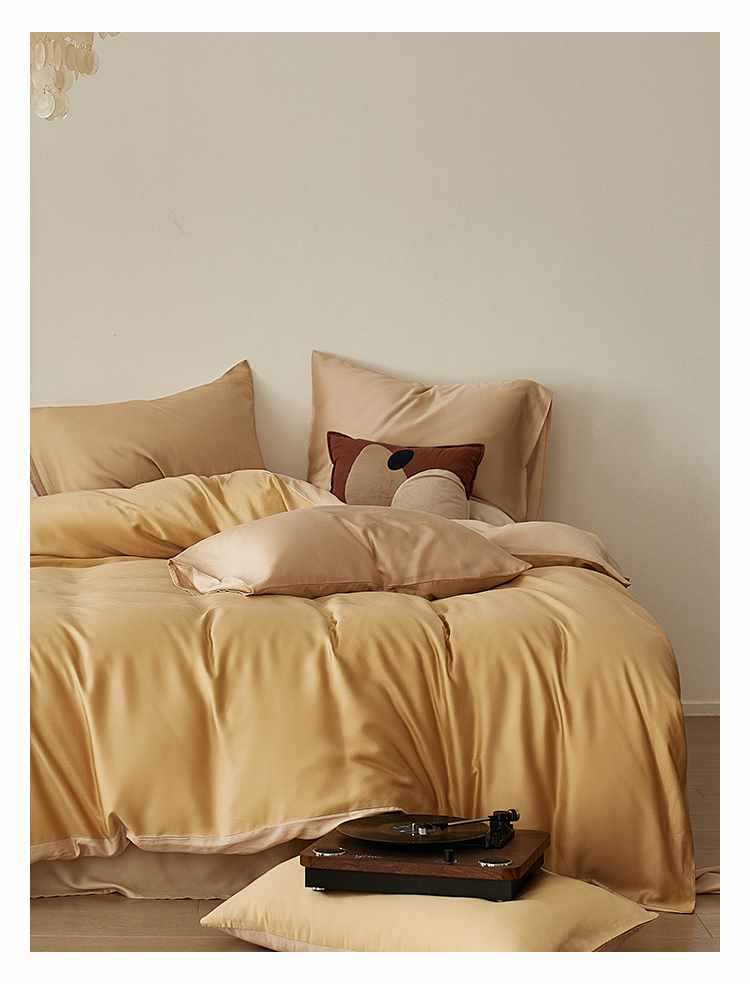 Set di biancheria da letto 60 pezzi in Tencel Four tinta unita Ice Silk Summer Naked, lenzuolo con angoli elasticizzati, set copripiumino, set di lenzuola in tre pezzi AoyuejHasd-CB