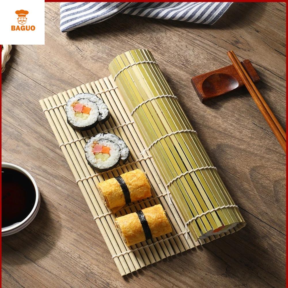 BAGUO Phong cách Nhật Bản Rèm cuốn Sushi màu xanh lá cây Hình vuông Tre Tấm cuộn sushi Dụng cụ làm sushi Tự làm Khuôn làm Sushi Gạo