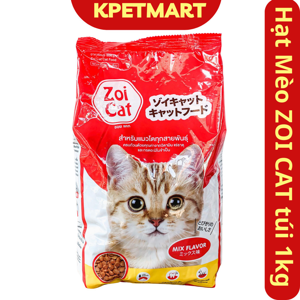 &lt;1kg&gt; Thức Ăn Hạt Cho Mèo ZOI CAT gói 1kg - Thức Ăn Cho Mèo Mọi Độ Tuổi ZOICAT  - Hạt Cho Mèo - KPETMART