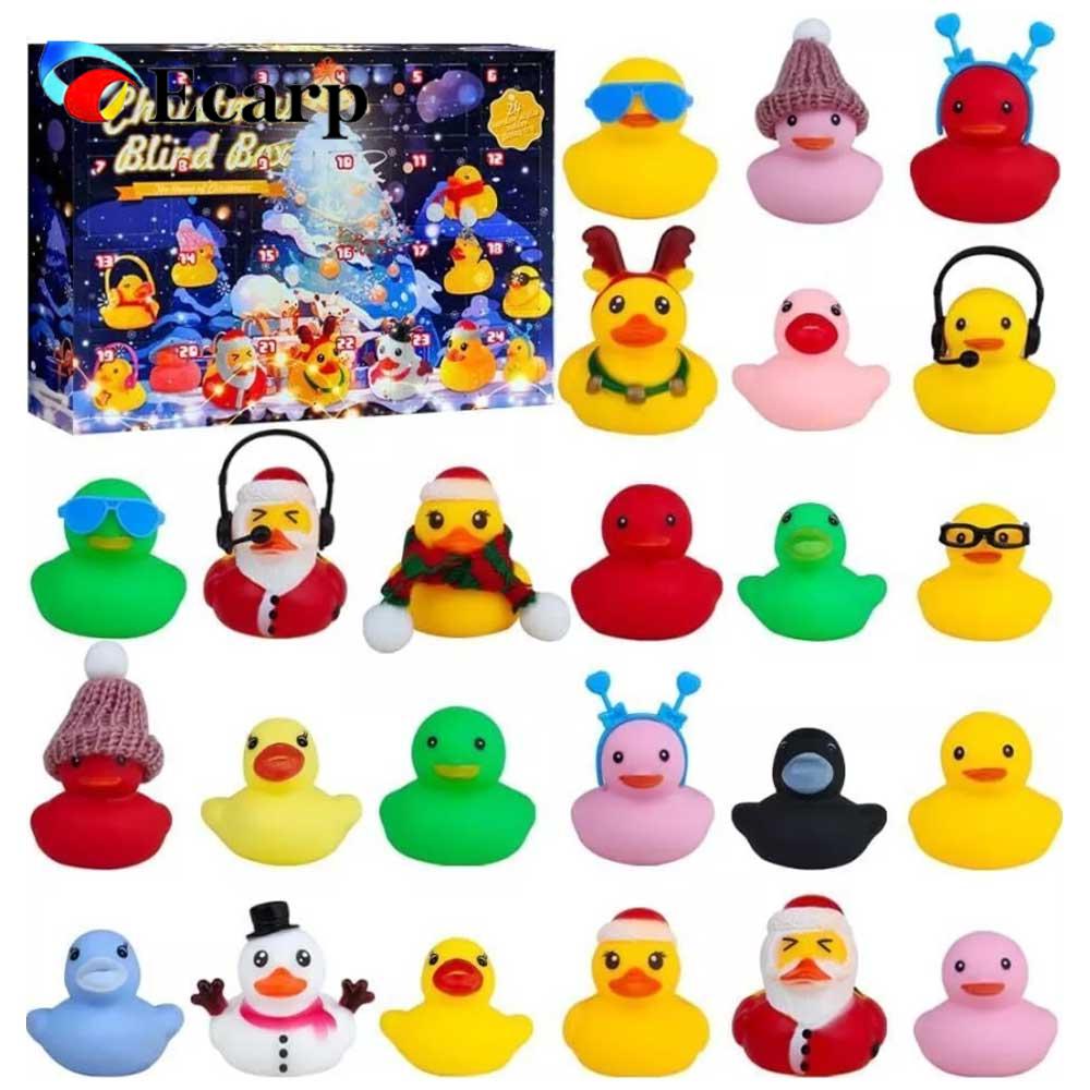 Christmas Advent Calendar Rubber Yellow Little Ducks Mini Toys Bath Toys Xmas Surprise Box Gift for Baby Kids