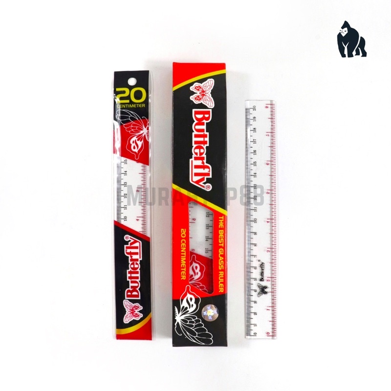 [PER PCS] Penggaris Plastik 20 cm Butterfly / Garisan Plastic Mika Premium / Glass Ruler