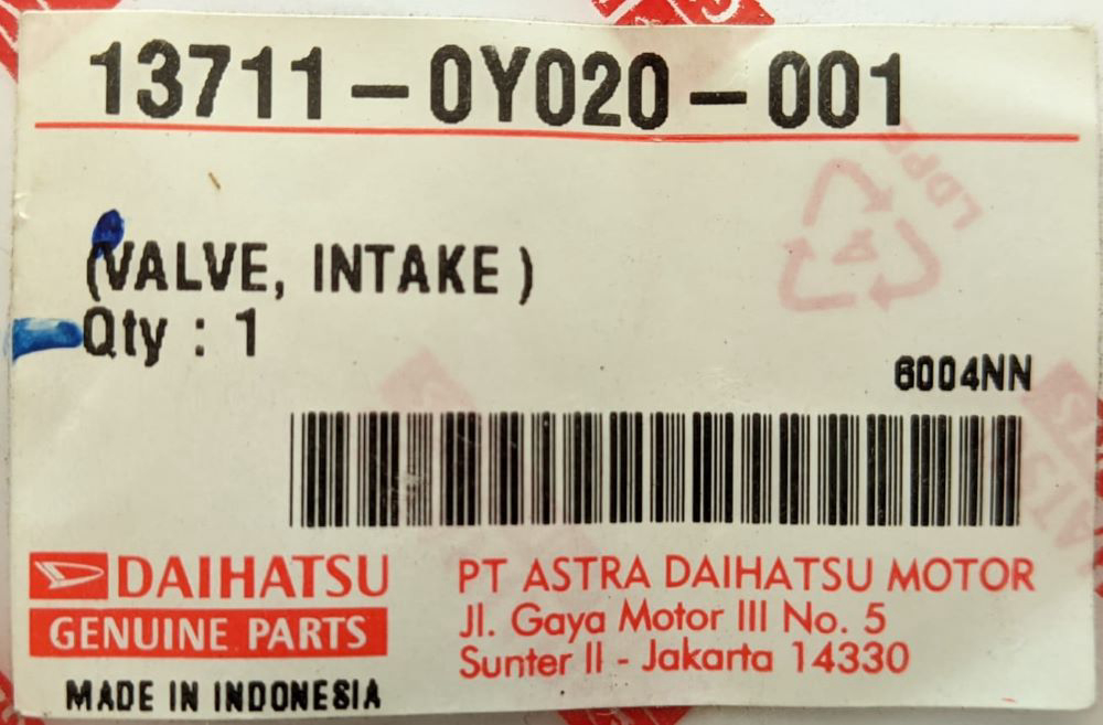 Klep minyak Daihatsu 13711-0Y020-001 Harga 90,000 Ringgit*Penghantaran Percuma