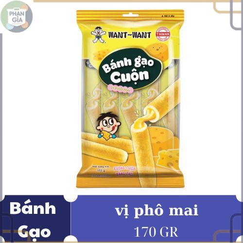 PG- BÁNH GẠO CUỘN WANT WANT  VỊ PHÔ MAI GÓI 170GR ( 10 THANH ) E
