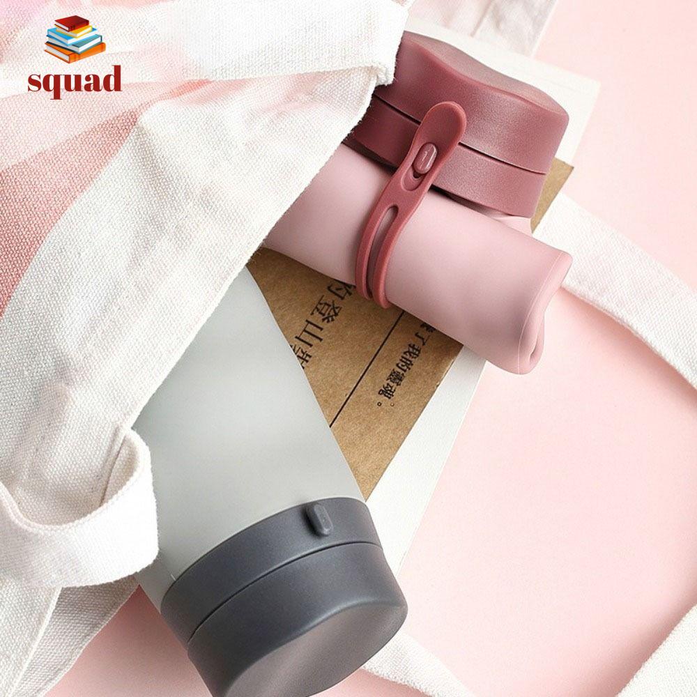 SQUAD Silicone cấp thực phẩm Bình nước gấp gọn Chịu được nhiệt độ cao 600ML Cốc nước có thể gập lại Di động Có thể tái sử dụng Cốc silicon có thể gấp gọn Ngoài trời