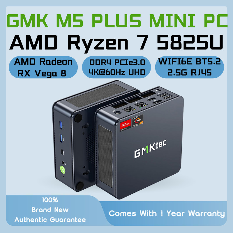GMK M5 Plus มินิพีซี AMD R7 5825U 4.50GHz DDR4 Windows 11 Pro WIFI 6E BT5.2 RJ45 4K60 UHD เกมมิ่งออฟฟิศ ราคา 8,149 บาท*ส่งฟรี