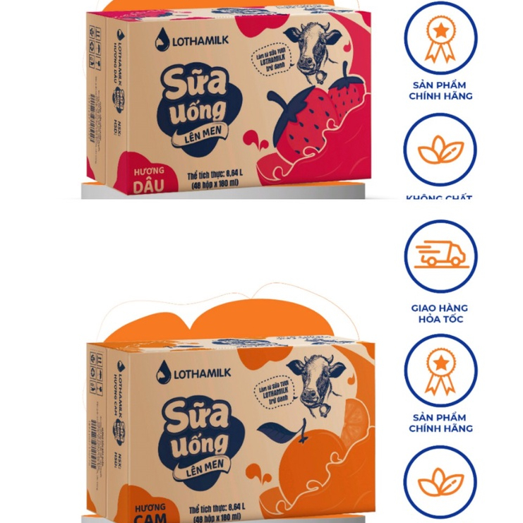 (Mix 2 Vị) Thùng 48 Hộp 180Ml Sữa Chua Long Thành