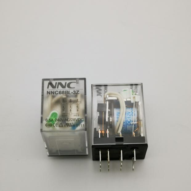 Rơ-le Trung Gian NNC68B-3Z XinDa - 3NO+3NC, 11 Chân, AC220V/DC24V/12V, Có Đèn, Đế PYF11A, Điều Khiển Máy Công Cụ - DC12V Với Đèn