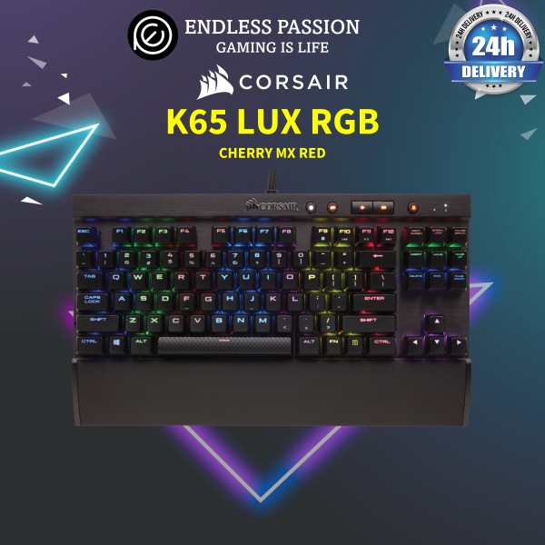 Corsair K65 LUX RGB Compact Mechanical Keyboard - USB Passthrough & Media Controls - Linear & Quiet - Cherry MX Red - RGB LED Backlit Singapore