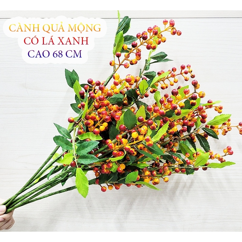 Mô Hình Cành Quả Mọng Nhân Tạo Trang Trí Tết Hoặc Cành Tim (Lớn/ Nhỏ) Mạ Vàng Trang Trí Tết. LMS