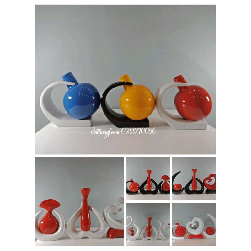 Bộ 3 bình gốm sứ decor