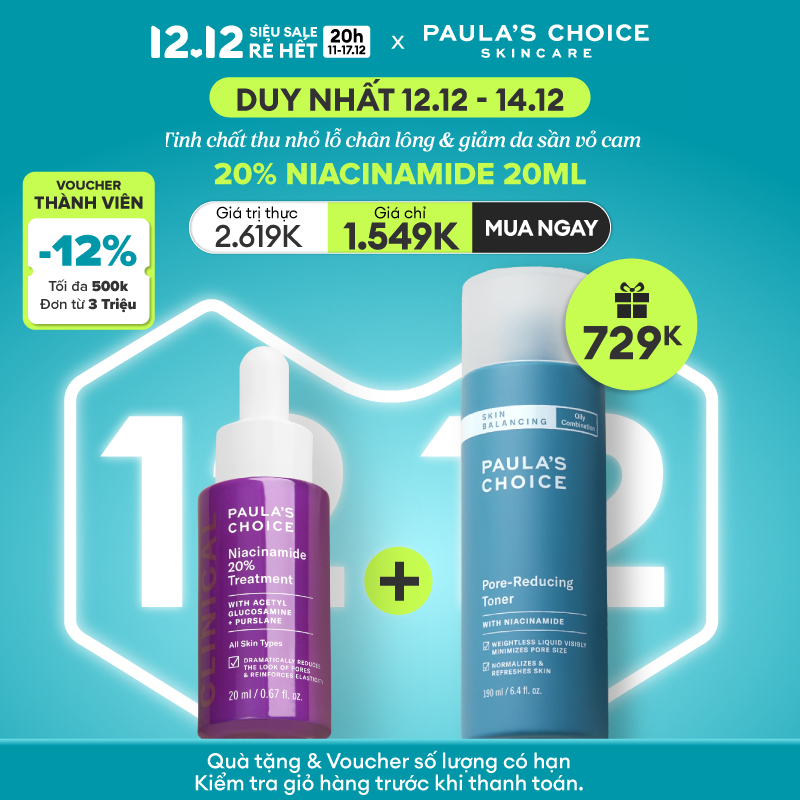 Tinh chất se khít lỗ chân lông Paula's Choice Clinical Niacinamide 20% Treatment 20ml 8030