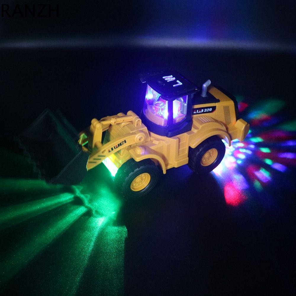 RANZH Âm nhạc đầy màu sắc Đồ chơi máy xúc điện Hiệu ứng ánh sáng Bánh xe đa năng Đồ chơi xe kỹ sư Đồ chơi xe cộ Quà tặng cho trẻ em Đồ chơi xe bulldozer Quà tặng cho bé trai