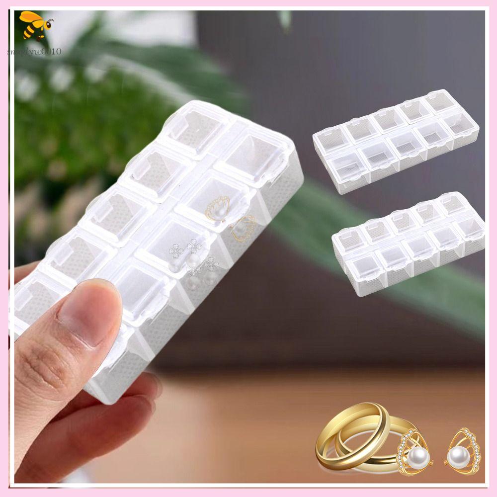 SNSQDYW0010 Hai hàng Hộp đựng đồ trang sức Trong suốt 10 ô Sắp xếp Vòng cổ bông tai Thùng chứa Di động Hộp đựng thuốc