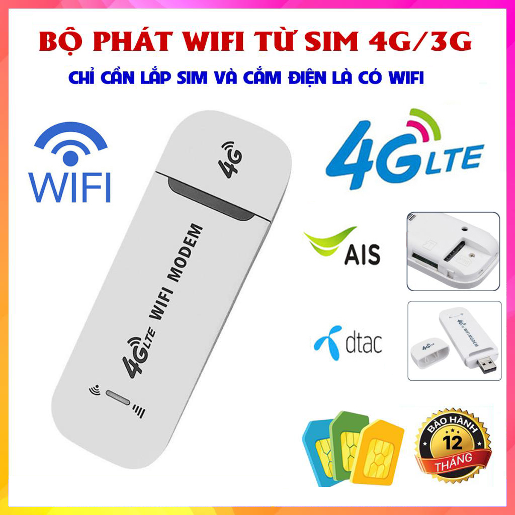USB 4G LTE phát Wifi từ sim 3G/4G dùng được đa mạng - Bộ phát wifi di động - LAMJAD