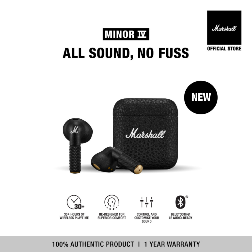 ของแท้**ประกัน 2ปี [NEW ARRIVAL] MARSHALL Minor IV black - หูฟังบลูทูธ, หูฟังไร้สาย, true wireless tws ราคา 4,990 บาท*ส่งฟรี