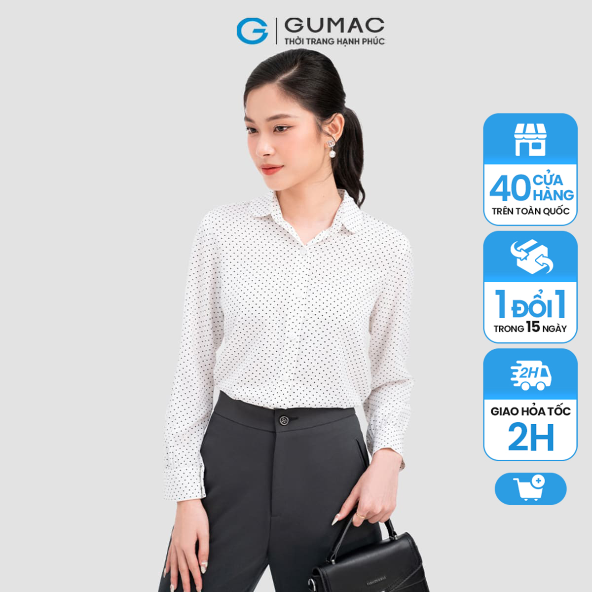 Áo sơ mi bâu tròn thời trang gumac ac10051