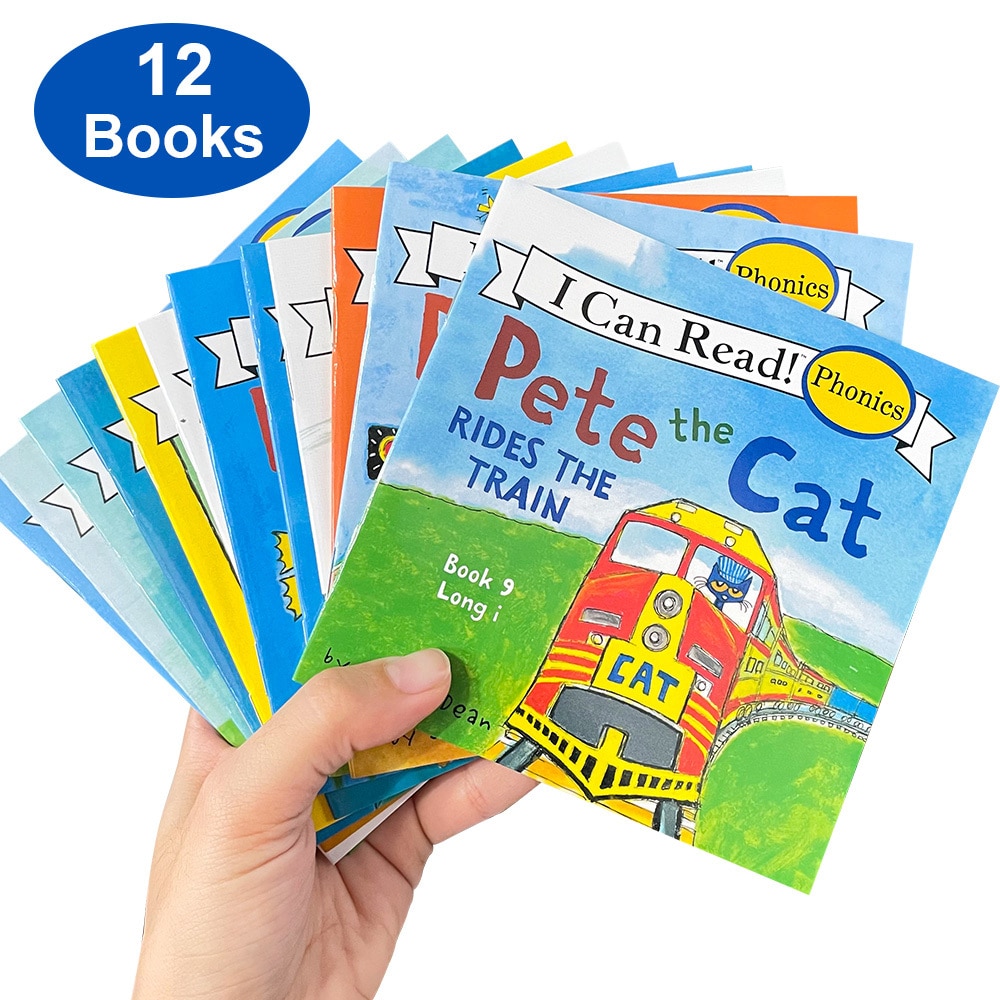 o98-22 12Pcs Books Pete The Cat I Can Read Phonics Learning English