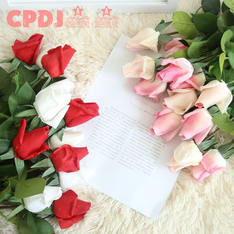 [Hot C] chân thực nhánh hoa hồng gốc cao su tăng Tay Cảm thấy cảm thấy mô phỏng giả trang trí hình hoa hồng bằng Silicone Hoa nhà trang trí đám cưới