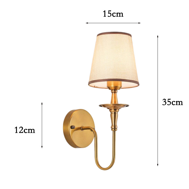 Nordic Wireless Required Fabric Wall Light Battery Powered Gold Wall Lamp Applicable For Bedroom/living Room/staircase/corridor With Rgb Color Changing Bulb