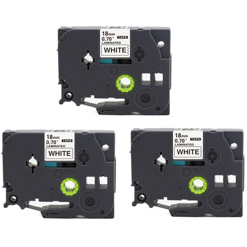 3Pcs Compatible Label Tape Replace 18mm 0.7 Laminated White TZe-241