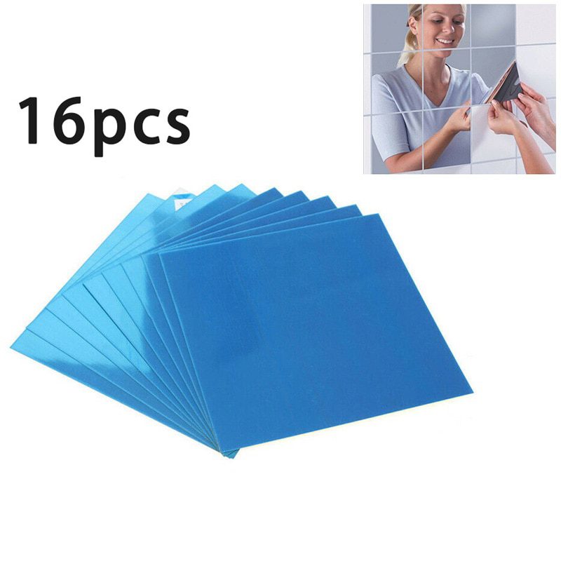 16 cái trang trí nội thất Miếng dán gương dính tường gương tự chế Sticker Đề can dán tường tráng gương kết hợp trang trí Đề-can dán tường 15x15cm