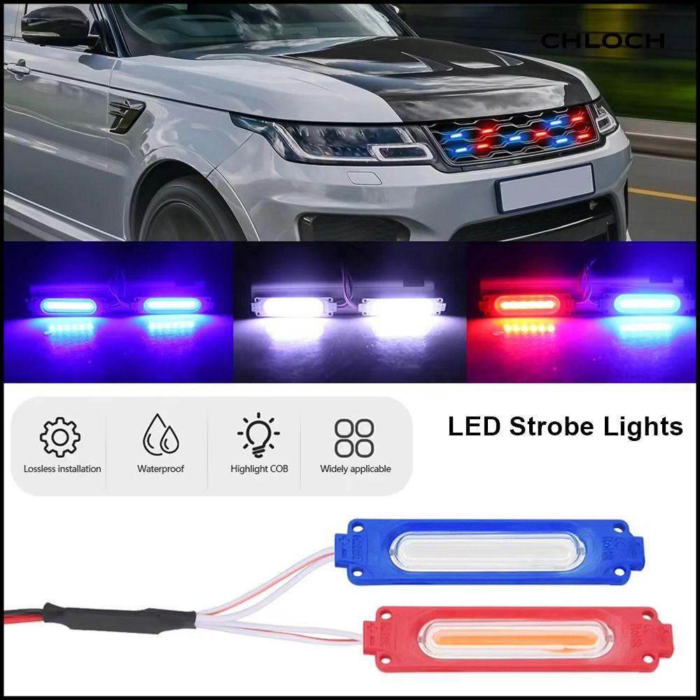 CHLOCH 1Pcs 1-đến-2 Đèn LED nhấp nháy Đỏ Xanh 12V COB Hệ thống chiếu sáng không gian xe Bền bỉ Phổ quát Đèn cảnh báo nhấp nháy dành cho trang trí lưới tản nhiệt ô tô/moto/xe đạp