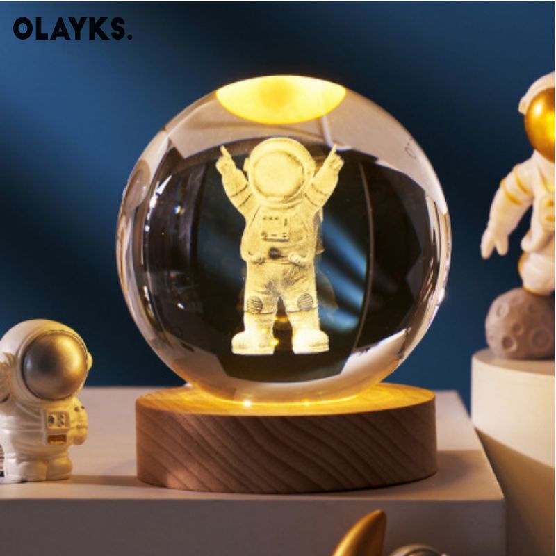olayks Hệ mặt trời quả cầu pha lê trang trí để bàn sinh viên bóng thủy tinh đèn ngủ trang trí quà tặng sinh nhật
