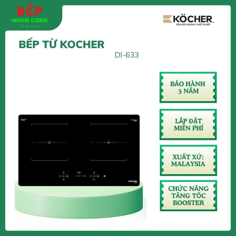 Kocher Di-633 Built-In Double Induction Cooker - Touch Control - Trinno Cooking Plate Heats Quickly