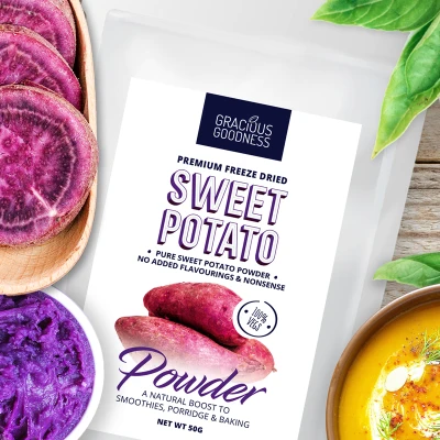 Pure Sweet Potato Powder - Freeze Dried, Gluten-Free, Non-GMO, Vegan Friendly - Boost to Baby Meals (50G)