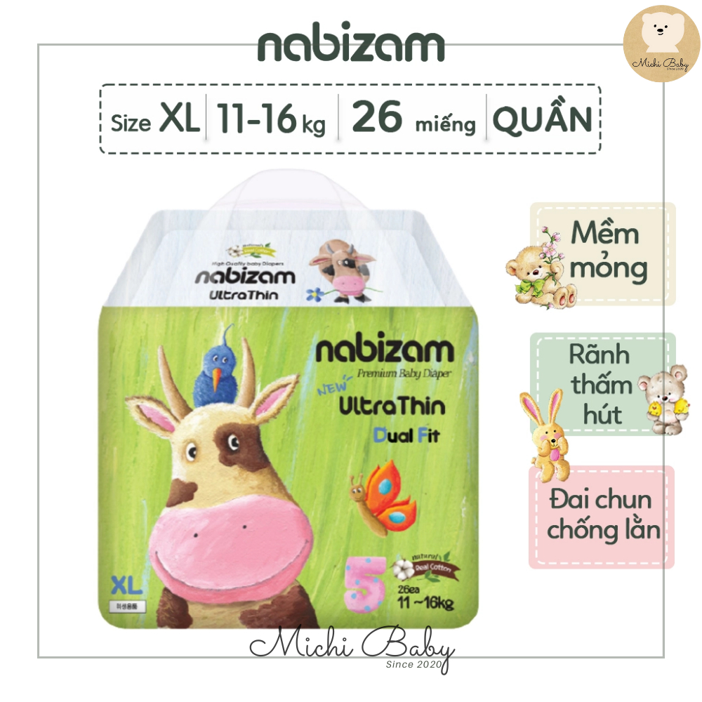 4 BỊCH BỈM- Nabizam Ultra Thin Nội Địa Hàn, Mềm Mại, Mỏng Nhẹ đủ size cho bé MC642 - 5