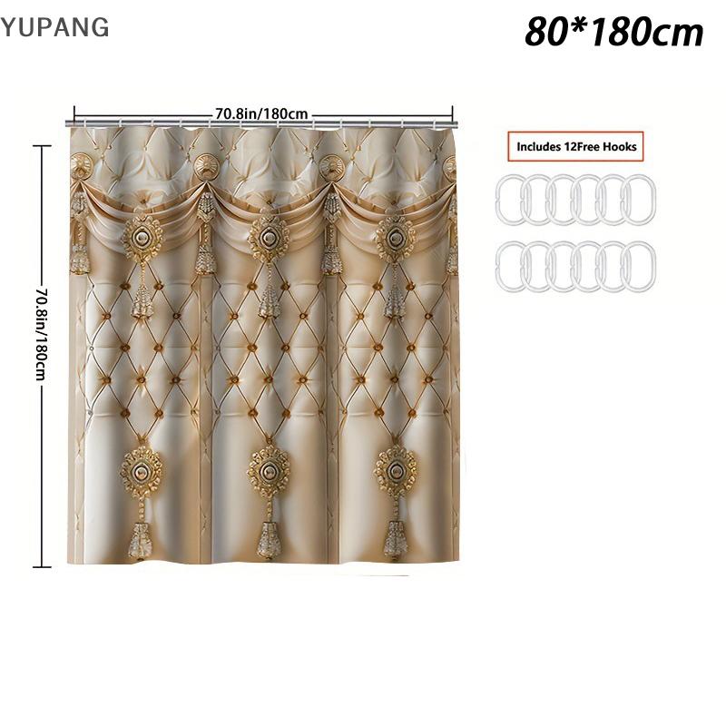 YUPANG Waterproof Golden Swan Shower Curtain Mildew Resistant Polyester Bathroom Curtain With Rustproof Grommets Home Decor - 4