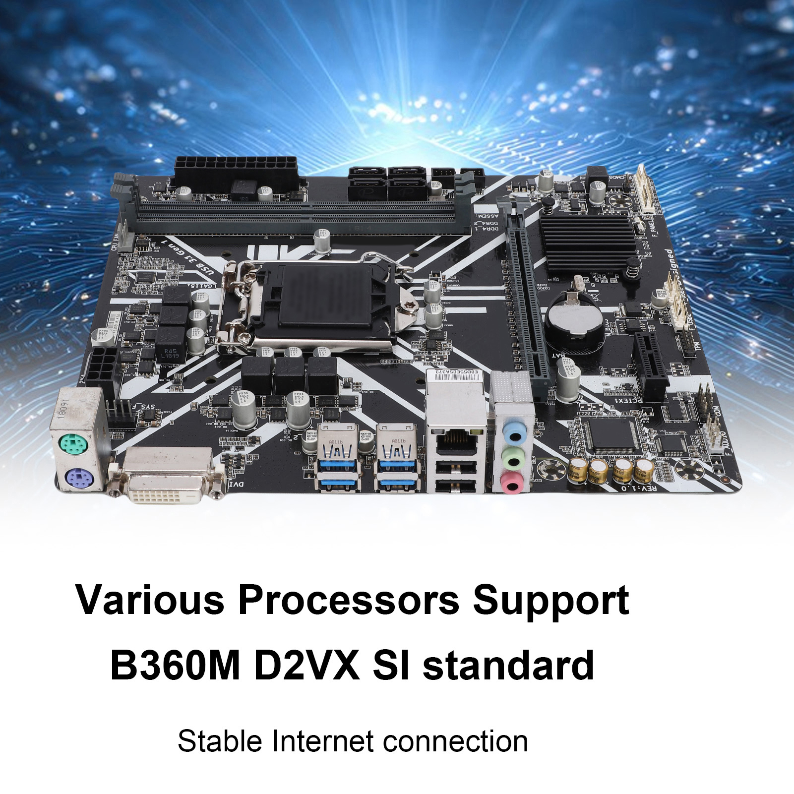 Garosa Bo mạch chủ B360M D2VX SI DDR4 có đầu ra DVI và Gigabit LAN cho CPU Core I7 I5 I3 Giá 1,887,000 Đồng*Miễn phí vận chuyển