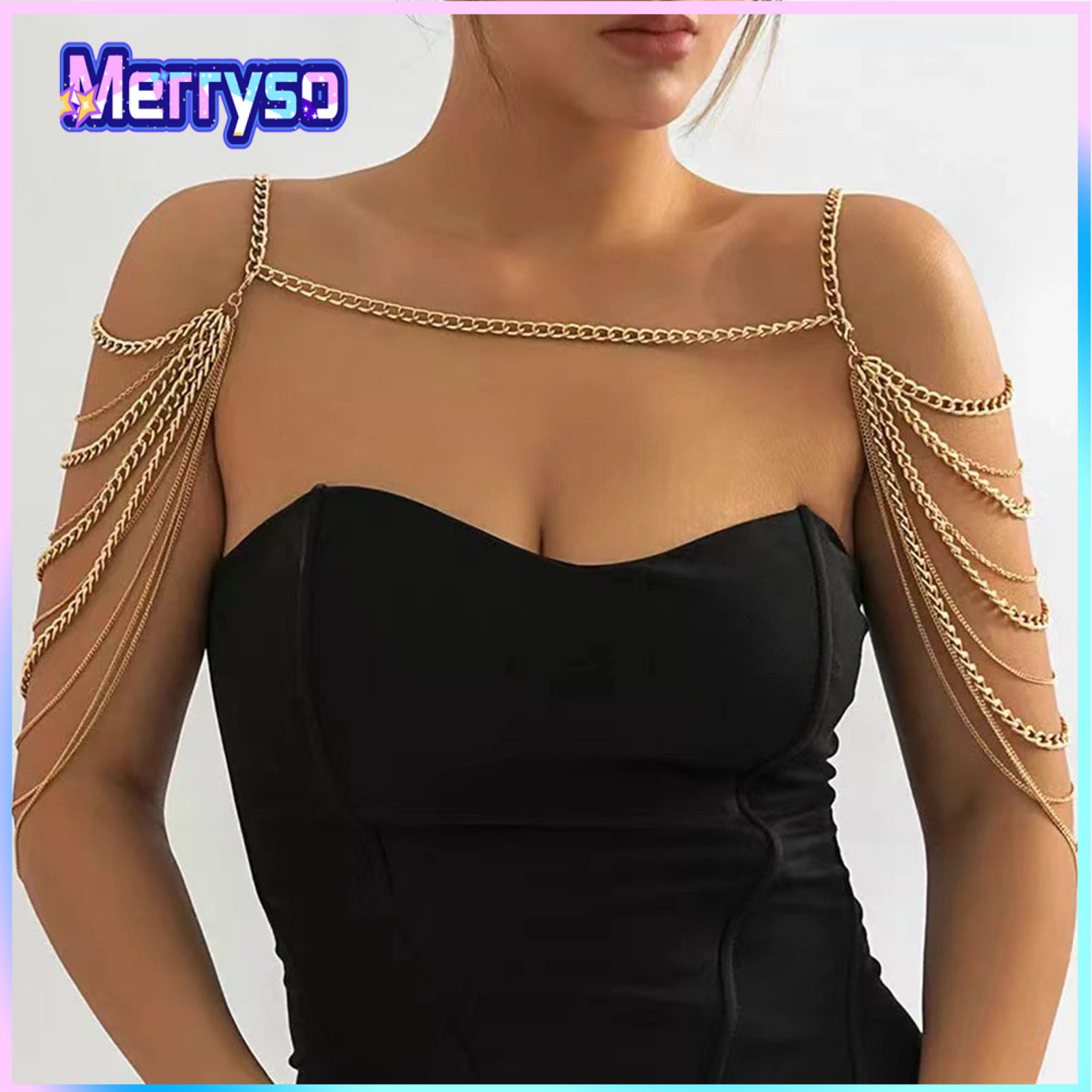Women Body Chain Multi-layered Tassel Shoulder Chain Date Night Nightclub Party Shoulder Jewelry Celebrity Performance Prop ราคา 279 บาท*ส่งฟรี