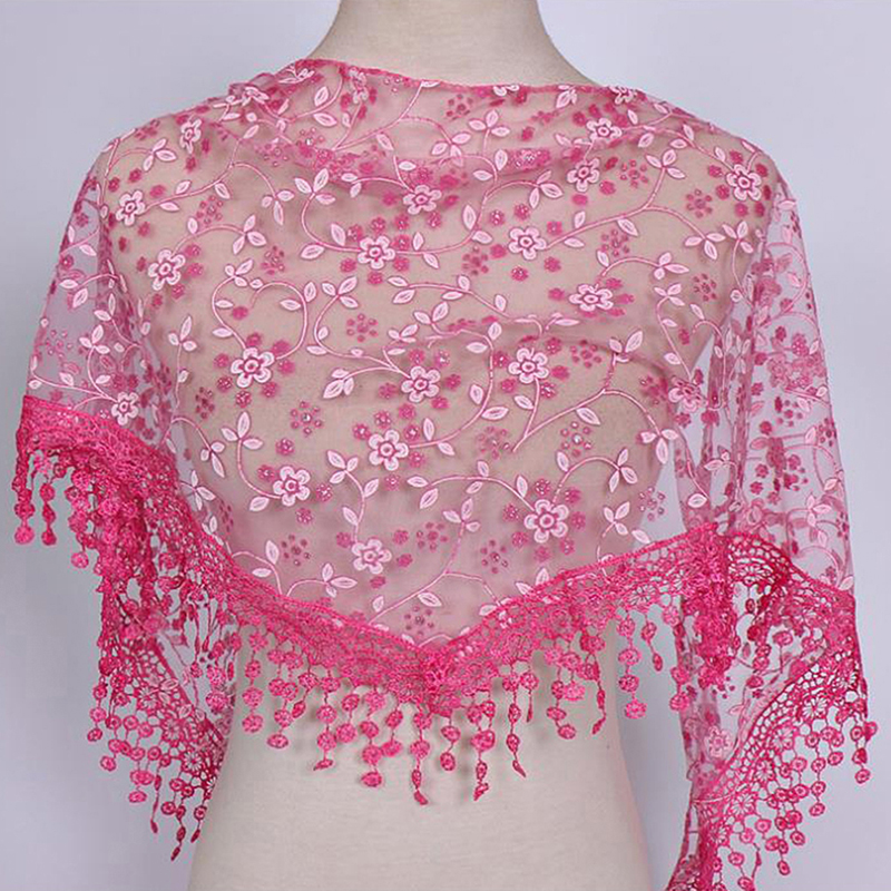 CharmingHealth 1PC phụ nữ thời trang tam giác quấn phụ nữ Khăn Choàng Hoa Ren khăn khăn choàng