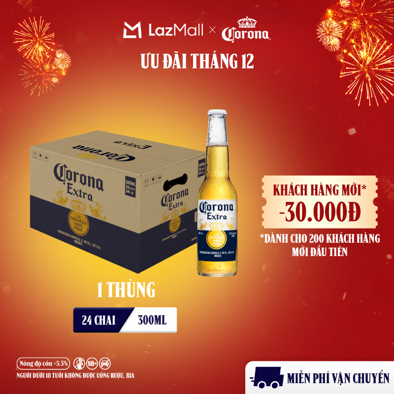  Thùng 24 Chai Bia Corona Extra Nhập Khẩu  300ml chai  