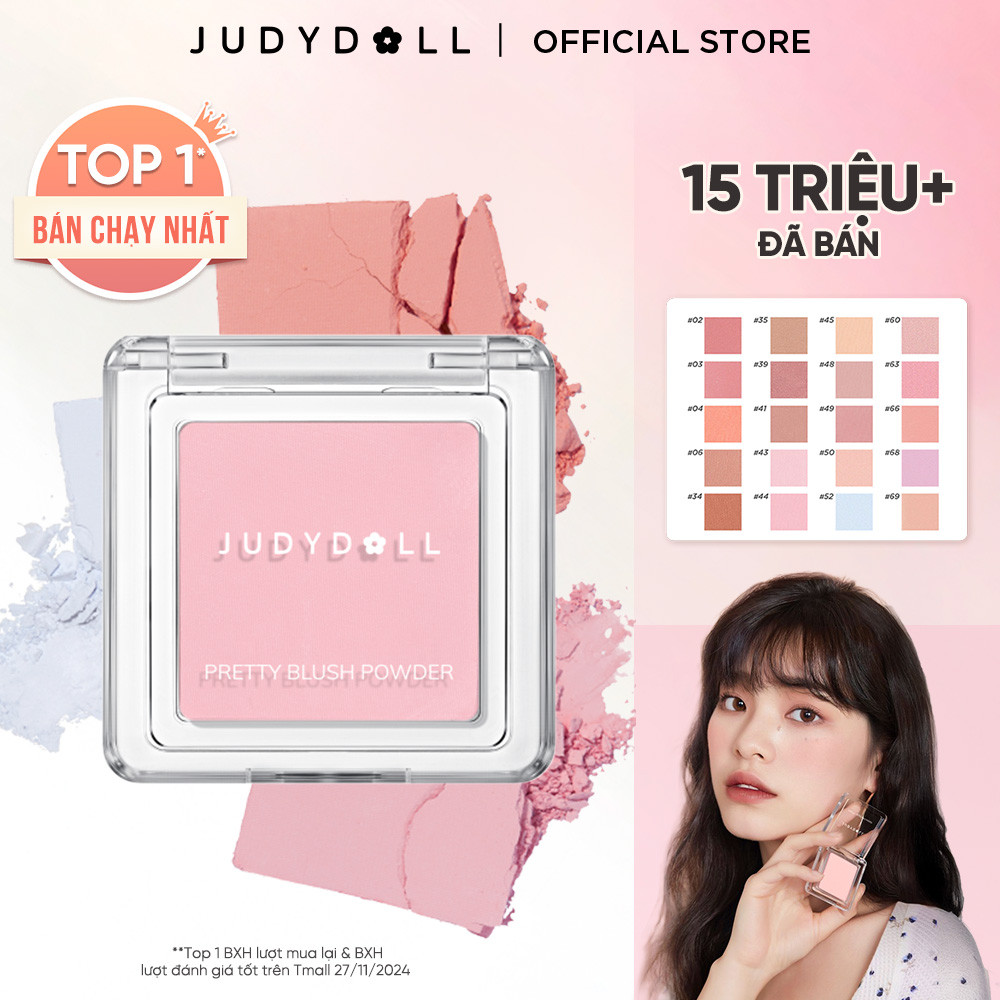  Phấn Má Hồng JUDYDOLL 2g Đơn Sắc Mịn Lì Chuẩn Màu Trang Điểm Tự Nhiên Lâu Trôi Bền Màu Chống Thấm Nước 